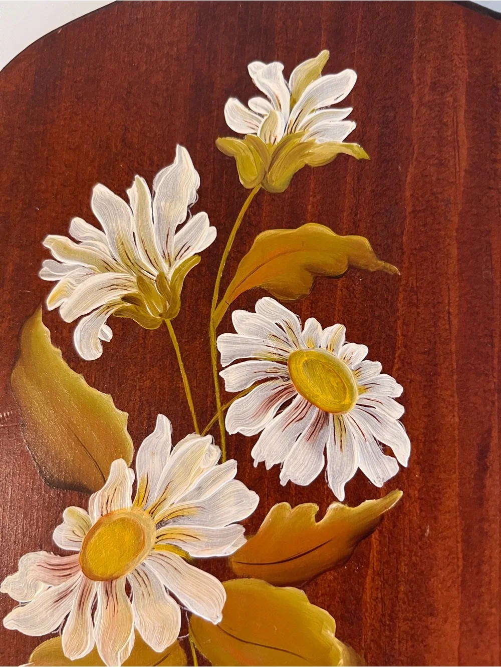 Vintage Hand-Painted Wooden Daisy Cutting Board